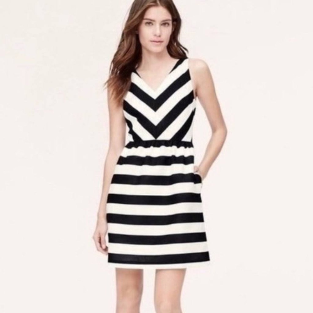 LOFT Woven striped skater dress